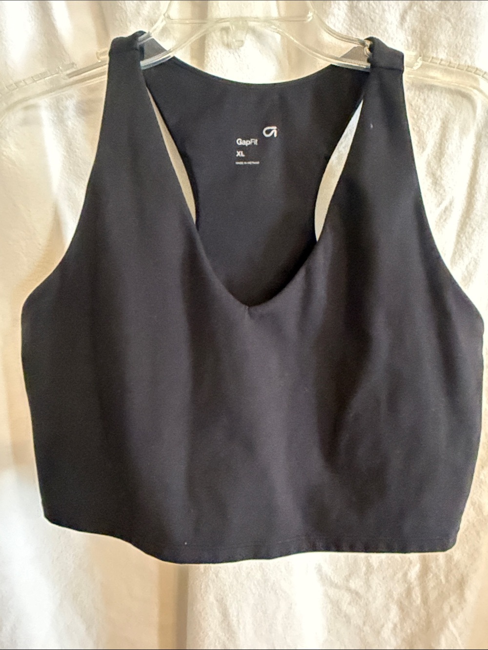 GapFit Black Racerback Crop Tank Top with Built In Bra